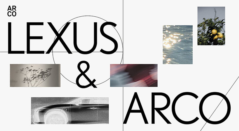 Cartel Lexus ARCOmadrid 2026 con diseño gráfico minimalista y composición artística.